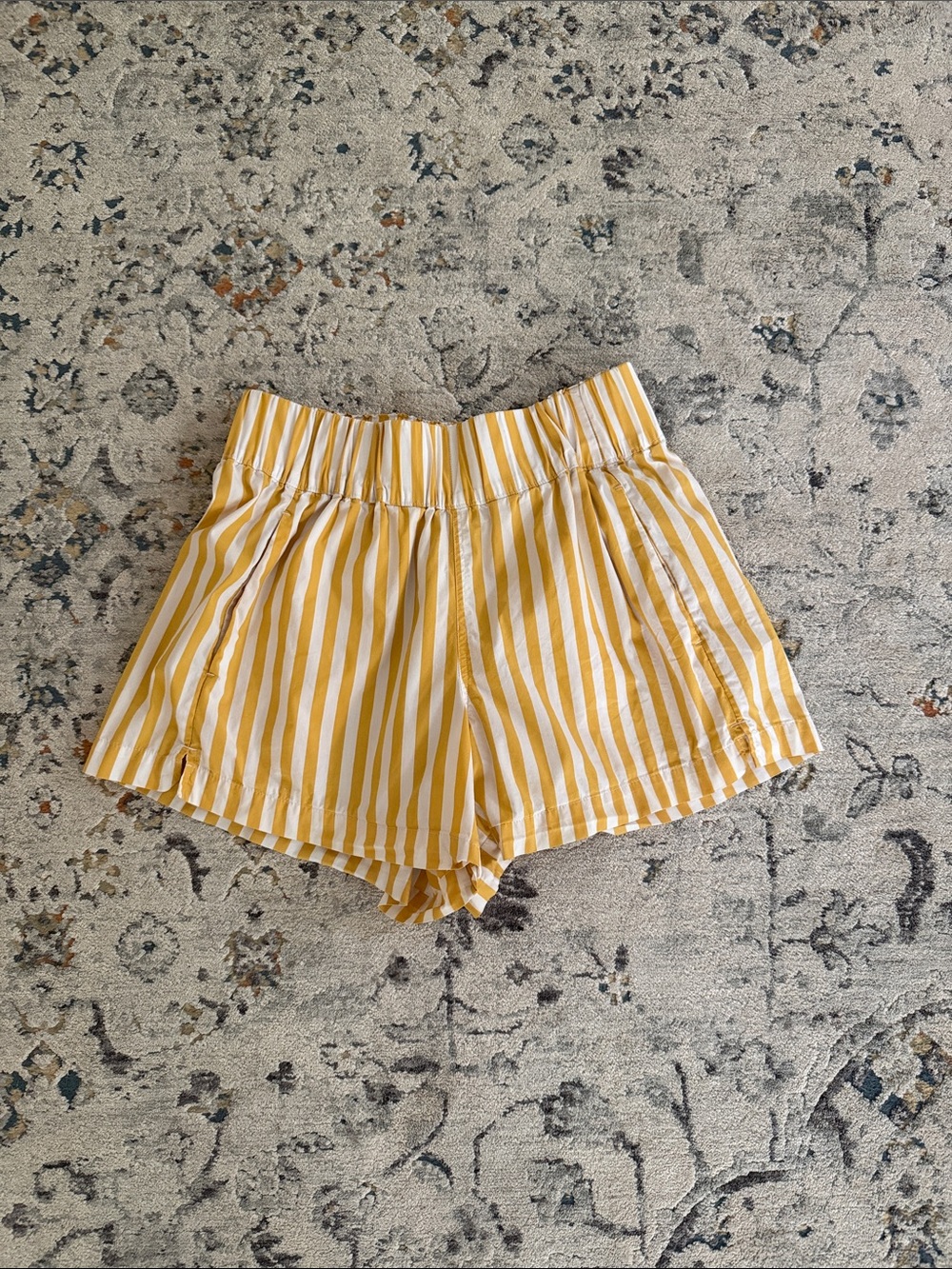 AYR The Staycation Short in Yellow and White Stripes